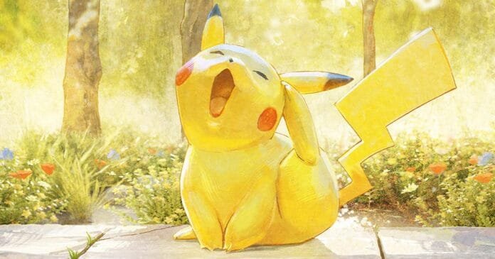 I am deeply obsessed with this sleepy, yawning Pikachu that won the Pokemon TCG Illustration Contest this year