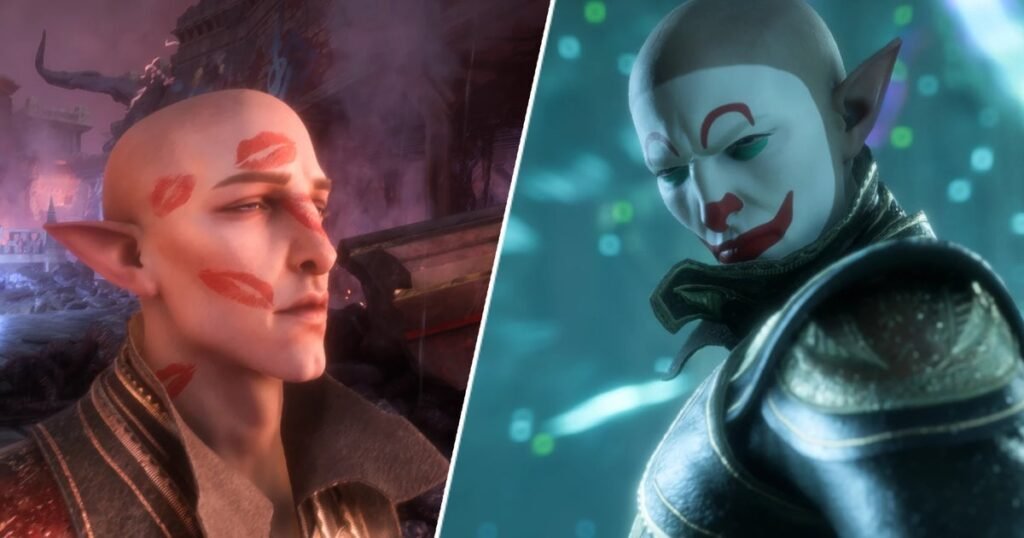 Yep, Dragon Age: The Veilguard modders are definitely cooking now: they've covered Solas' bald bonce in big wet sloppy kisses and clown makeup